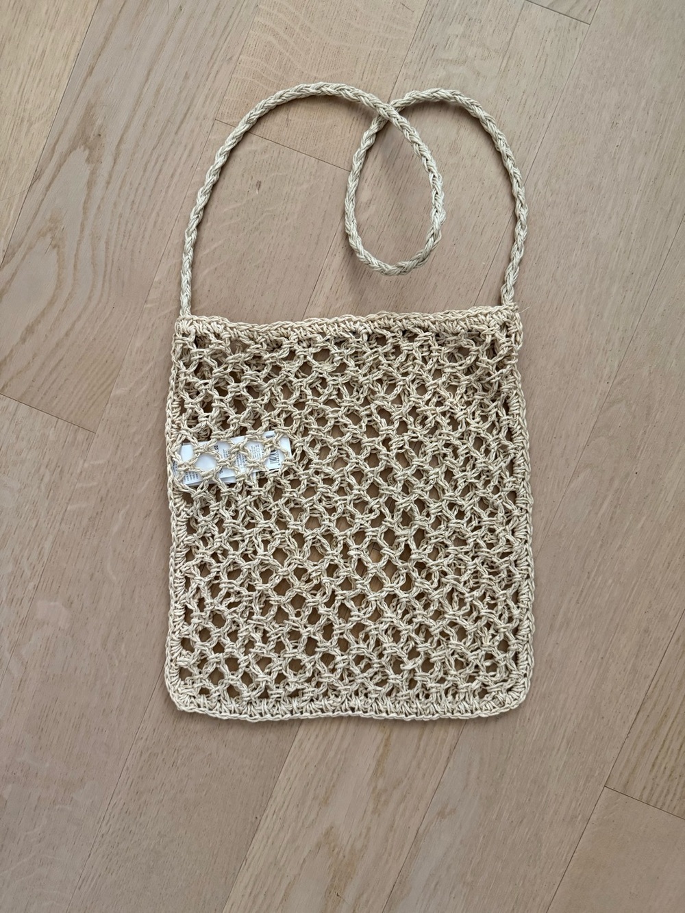 Natura 100% Paper Handwoven Natural Crochet Beach Bag Shoulder Crossbody NWT